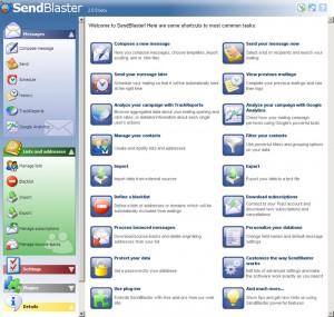 sendblaster 2 home panel