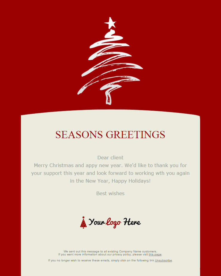 Holiday Card Email Template Free