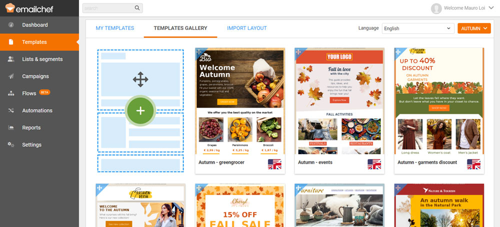 Email marketing platform template gallery